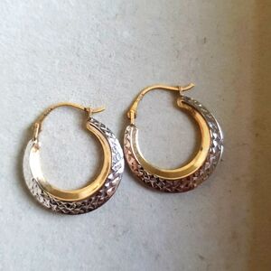 14k Diamond-Cut Round Hoop Earrings